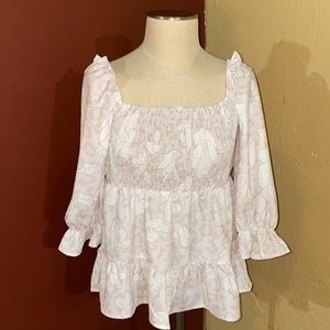 Floral Square Neck Blouse